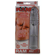 Nasstoys Sleeve Ram Vibrating Penis Extender Clear Cock Extension Studded in Package