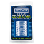 Titanmen Cock Cage Ribbed Textured Crystal Clear Penis Enhancer in Package