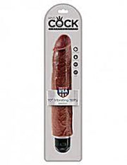 KING COCK  10 INCHES VIBRATING STIFFY - BROWN