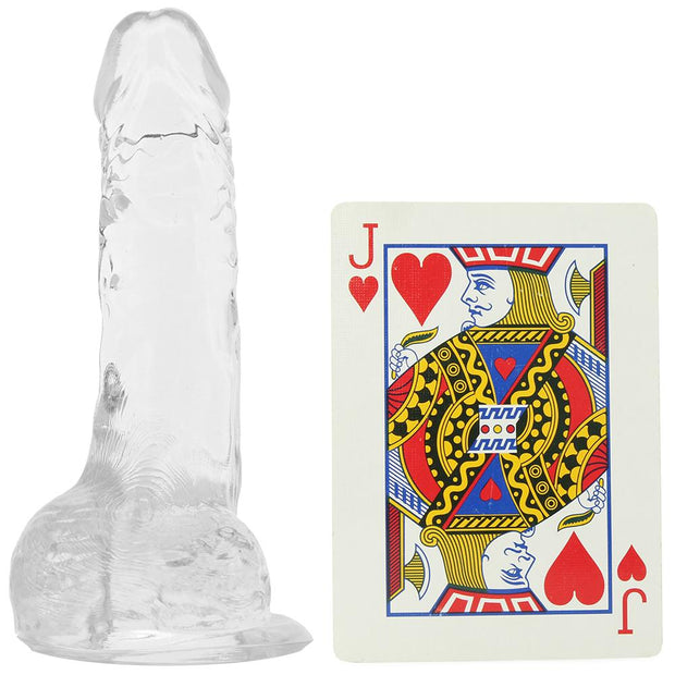 4" King Cock With Balls Suction Cup Dildo Translucent Crystal Clear Card