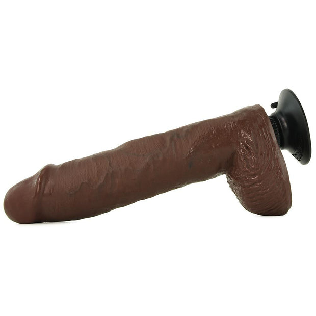 King Cock Vibrating 10" Dildo With Balls Suction Cup Black Brown