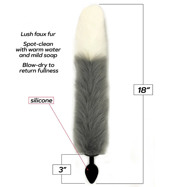 Foxy Fox Tail Silicone Butt Plug Grey