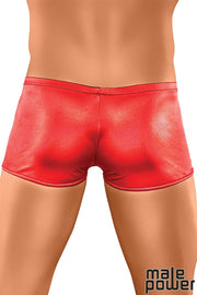 Satin Spandex Pouch Short Red O/S