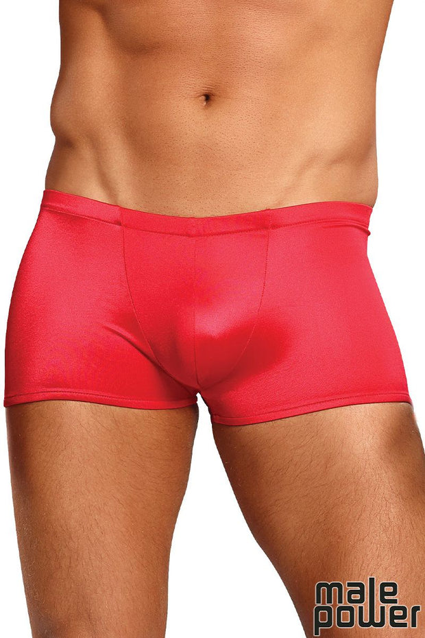 Satin Spandex Pouch Short Red O/S