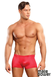 Satin Spandex Pouch Short Red O/S