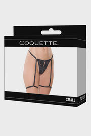 Thong Attached adjustable garters and leg bands Black O/S