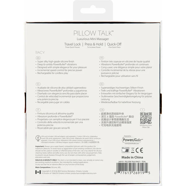 Pillow Talk Racy Mini massage  Teal