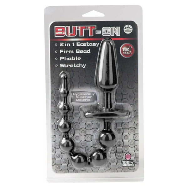 Butt Plug with Anal Beads Black