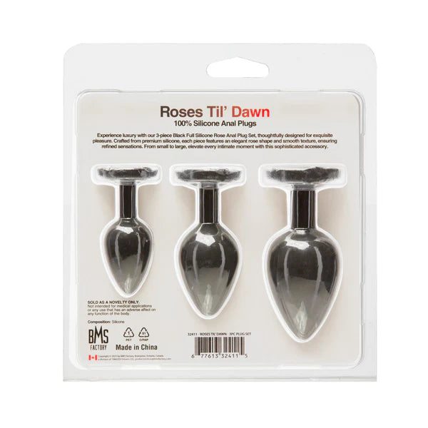 Roses Til’ Dawn Silicone Anal Plug Kit Starter Kit Black