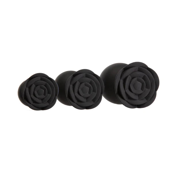 Roses Til’ Dawn Silicone Anal Plug Kit Starter Kit Black