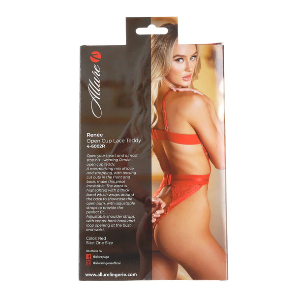 Renée Open Cup Lace Teddy Red OS