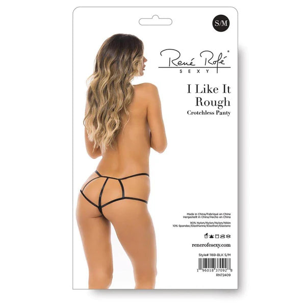 I Like It Rough Crotchless Panty Black S/M