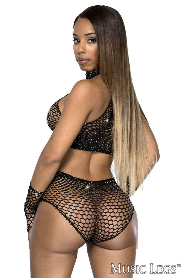 Rhinestone Net Black 3PC OS