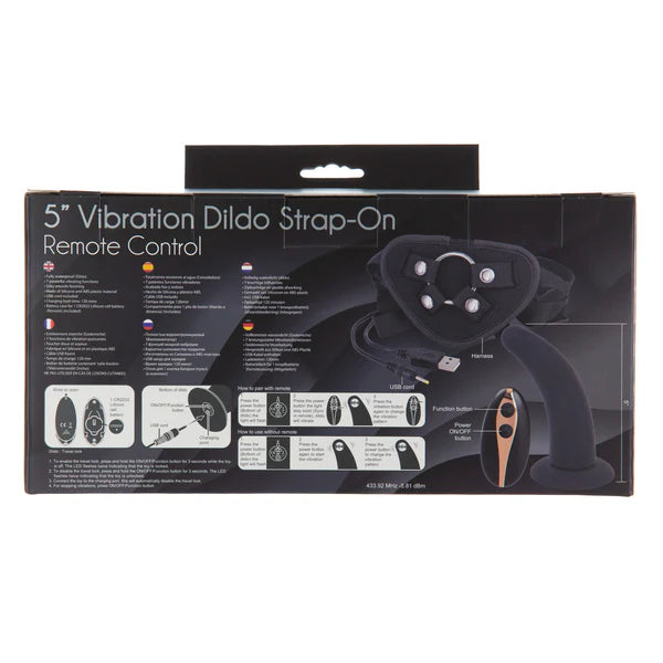 5” Vibrating Strap-On & Harness Black