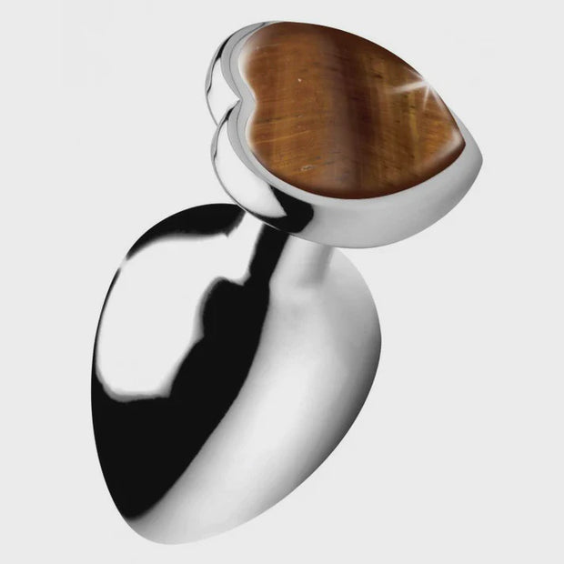 Gemstones Tiger Eye Heart Large Anal Plug