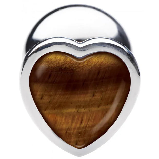 Gemstones Tiger Eye Heart Large Anal Plug