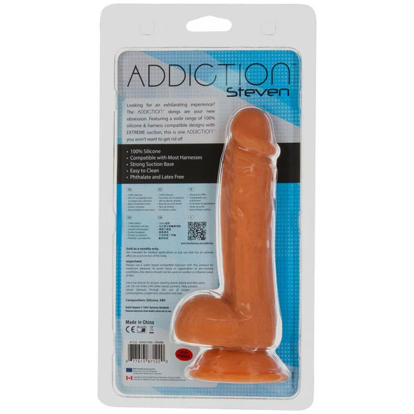 Addiction Steven 7.5" Silicone Dong Caramel