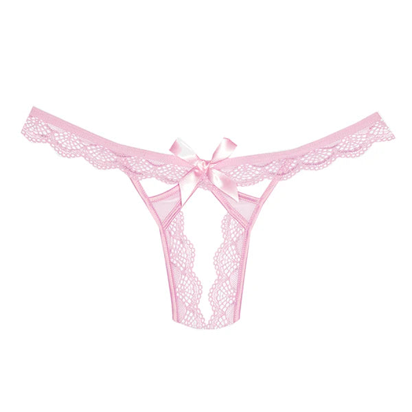 Peach-y Lace & Mesh Open Panty Pink OS