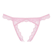 Peach-y Lace & Mesh Open Panty Pink OS