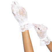 Floral Stretch Lace Gloves White OS