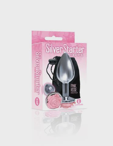 The Silver Starter Rose Floral Stainless Steel Butt Plug Pink