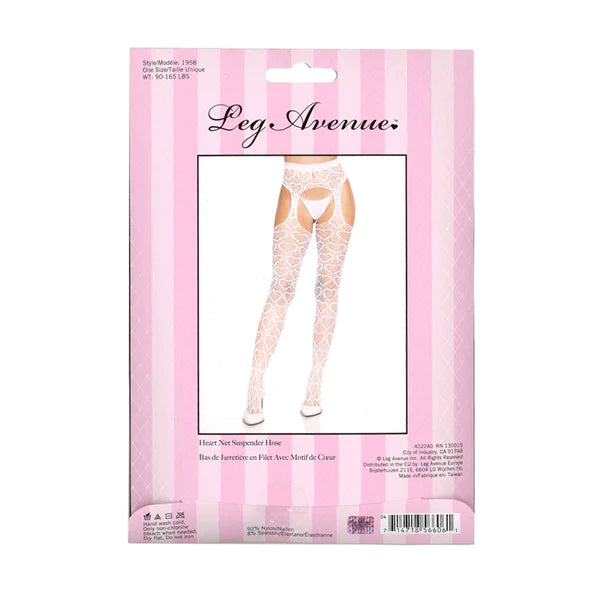 Heart Net Suspender Pantyhose White OS