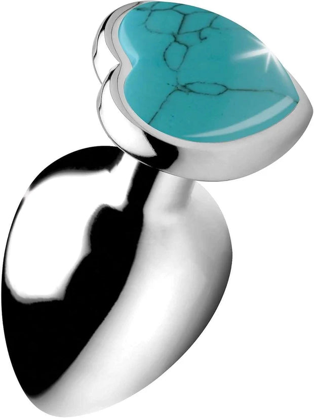 Booty Sparks Gemstones Turquoise Heart Anal Plug Large