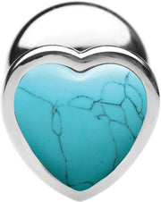 Booty Sparks Gemstones Turquoise Heart Anal Plug Large