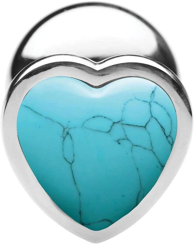Booty Sparks Gemstones Turquoise Heart Anal Plug Large