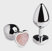 BS Gemstones Rose Quarts Heart Large Anal Plug