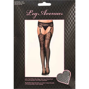 Lace Top Fishnet Stockings with Lace Black OS