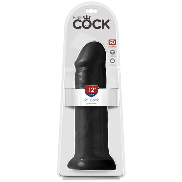 King Cock 12 Inch Classic Realistic Dildo in Black