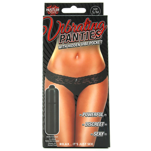 Vibrating Panties with Hidden Vibe Pocket Black in M/L