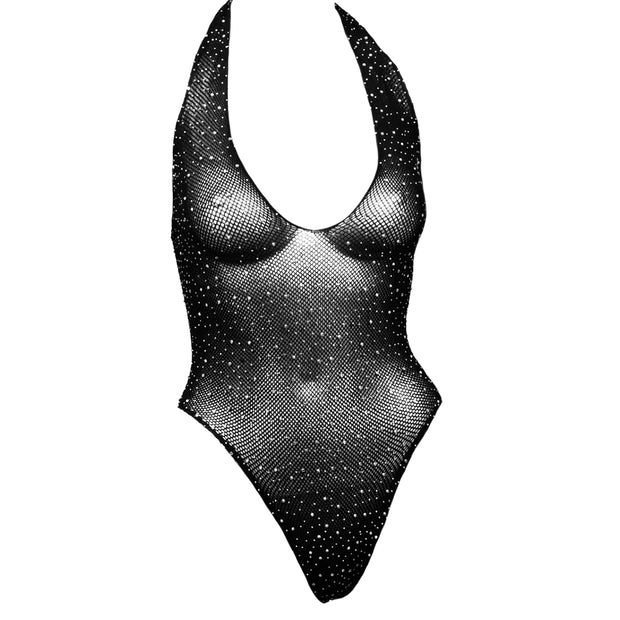 Radiance Deep V Black Body Suit OSXL