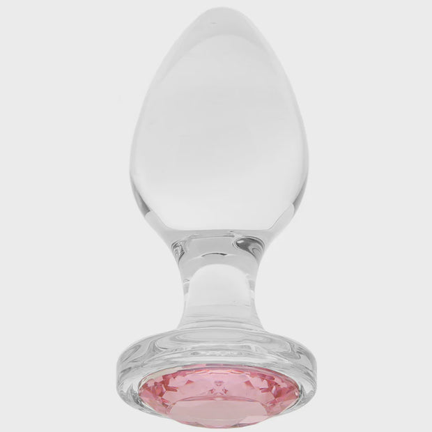 Adam & Eve Pink Gem Glass Plug in Large