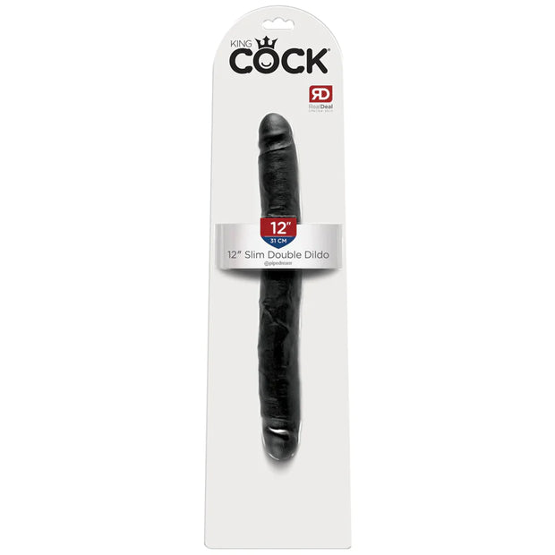 King Cock 12" Slim Double Dildo in Black