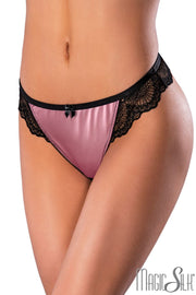Silky Lace Open Thong Black & Oink 1x3x