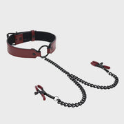 Collar with Nipple Clamps Red & Black