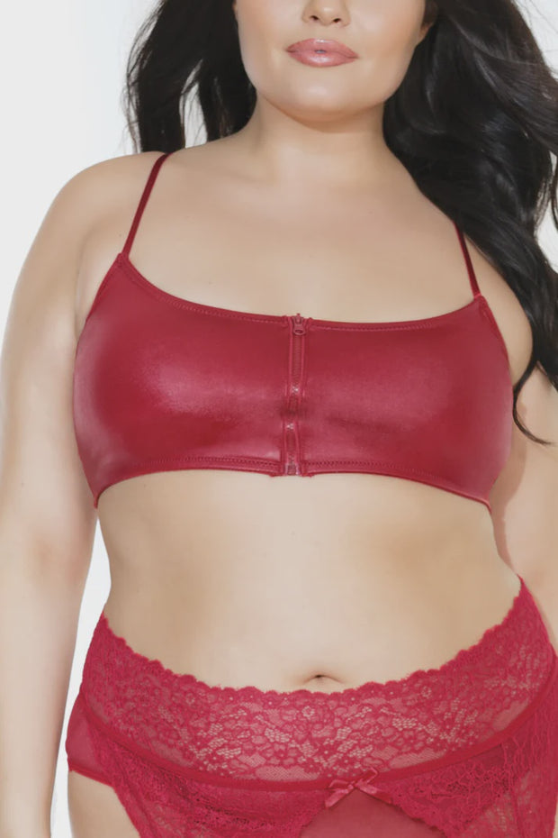 Matte Wetlook Bralette Red OSXL