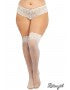SILICONE STAY UP STOCKINGS SHEER THIGH HIGH LACE TOP WHITE Q/S