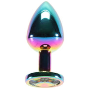 Medium Aluminum Plug with Rainbow Gem in Multicolor