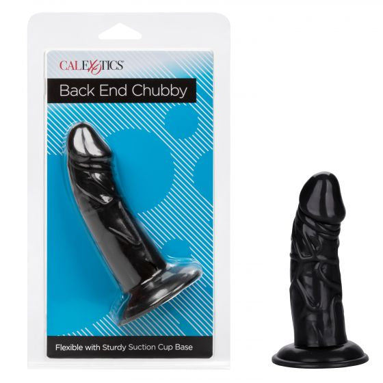 Back End Chubby Silicone Dildo in Black