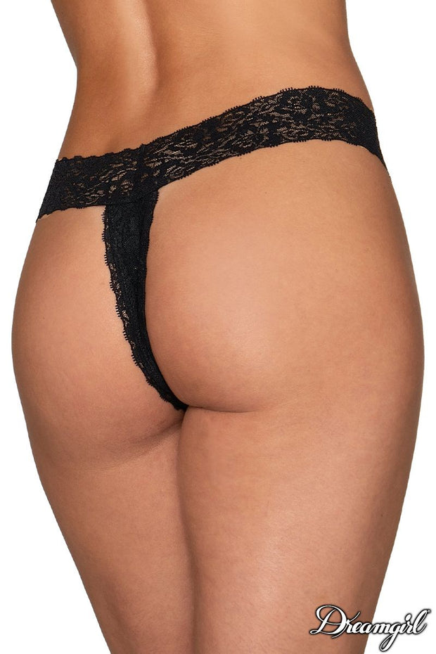 Open Lace Thong Black OS49