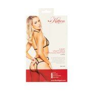 Kitten by Allure O-Baby Strappy Bra & Crotchless Panty Set Black  OS