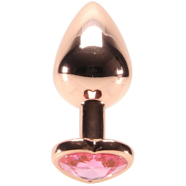 Medium Aluminum Plug with Pink Heart Gem in Rose Gold