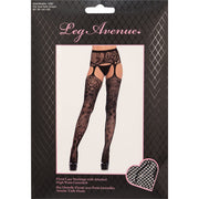 Leg Avenue Floral Lace Stockings with Garter Belt OS