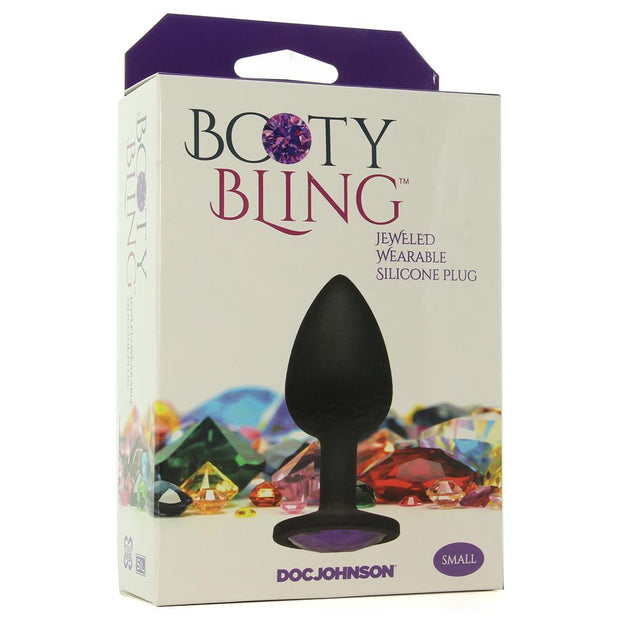 Booty Bling Jeweled Silicone Plug in Small Purple Diamond Black Base Beginner Novice Anal
