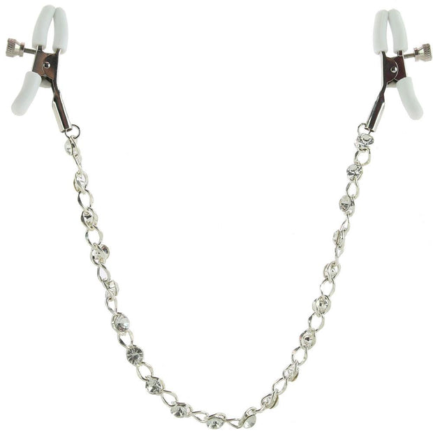 nipple play Crystal Chain Nipple Clamps White