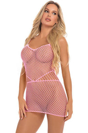 Roll Up Net Pink Mini Dress