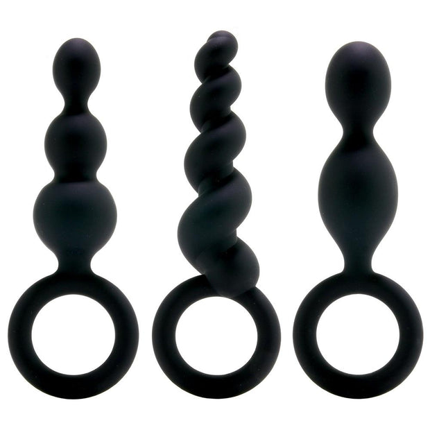 Satisfyer Plugs Silicone 3 Piece Set in Black Anal Toy